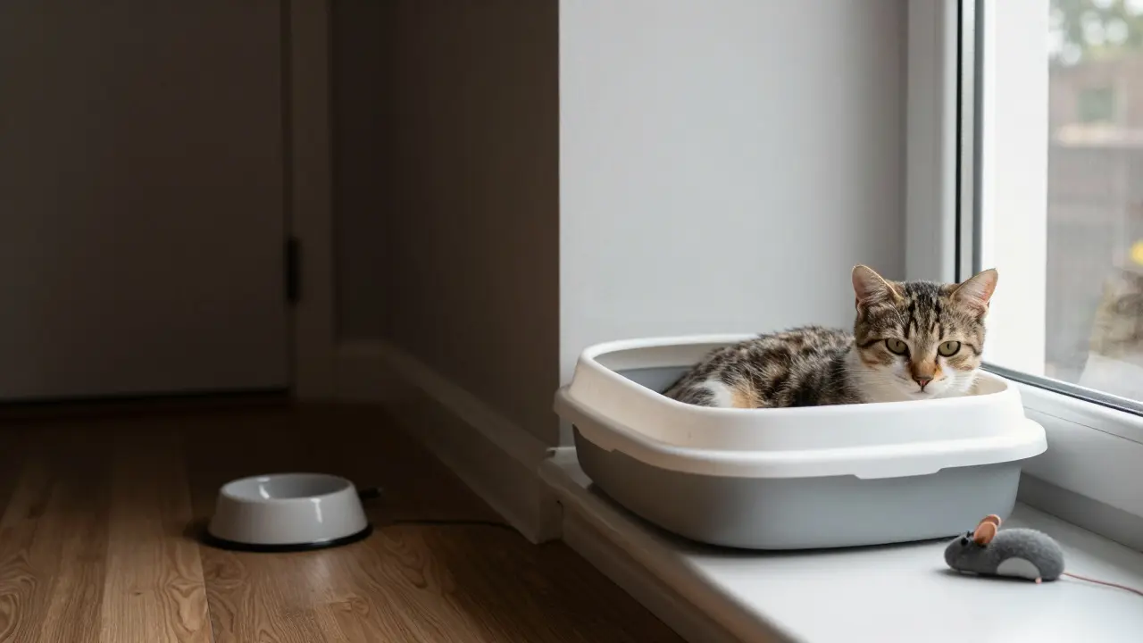 Два состояния котёнка: слева — одинокий и голодный, справа — спокойный и здоровый на солнечном подоконнике.