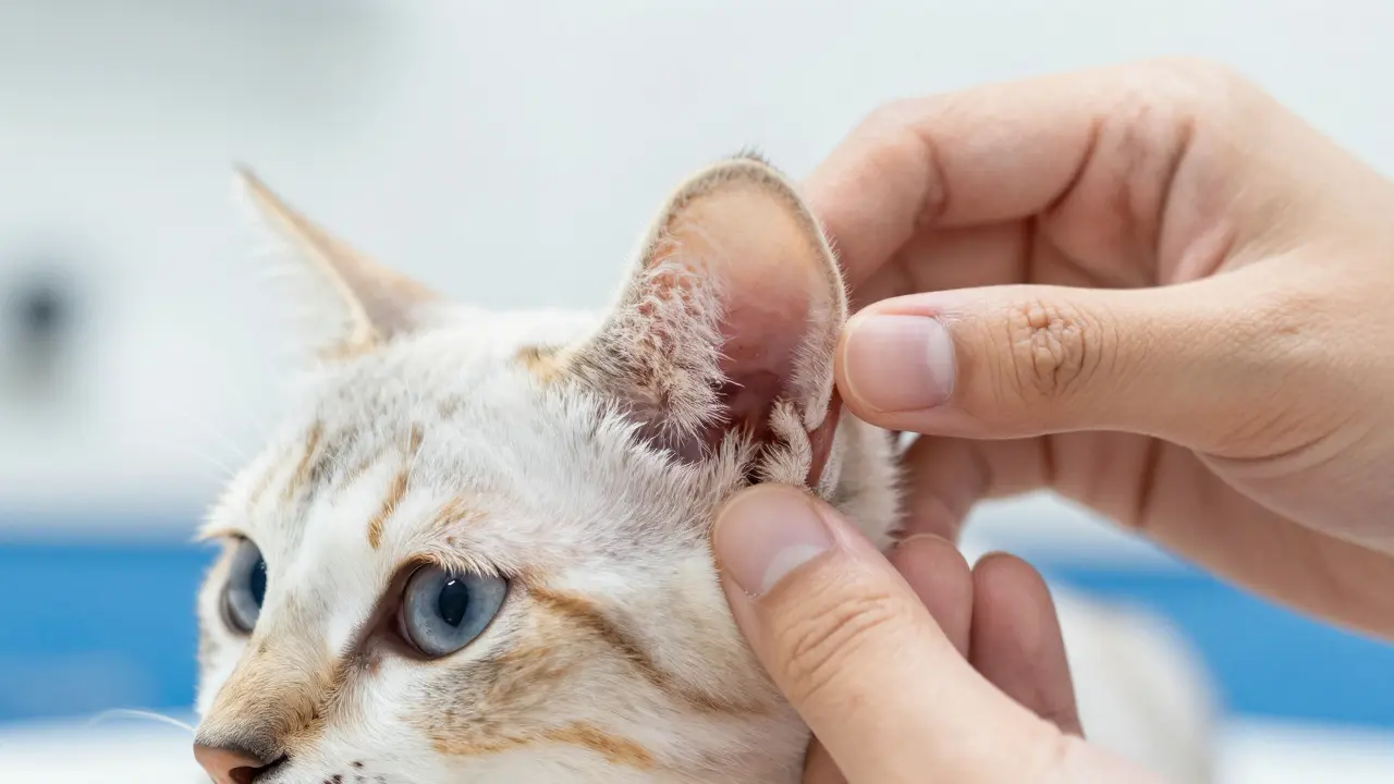 Крупный план проверки здоровья глаз и ушей котенка